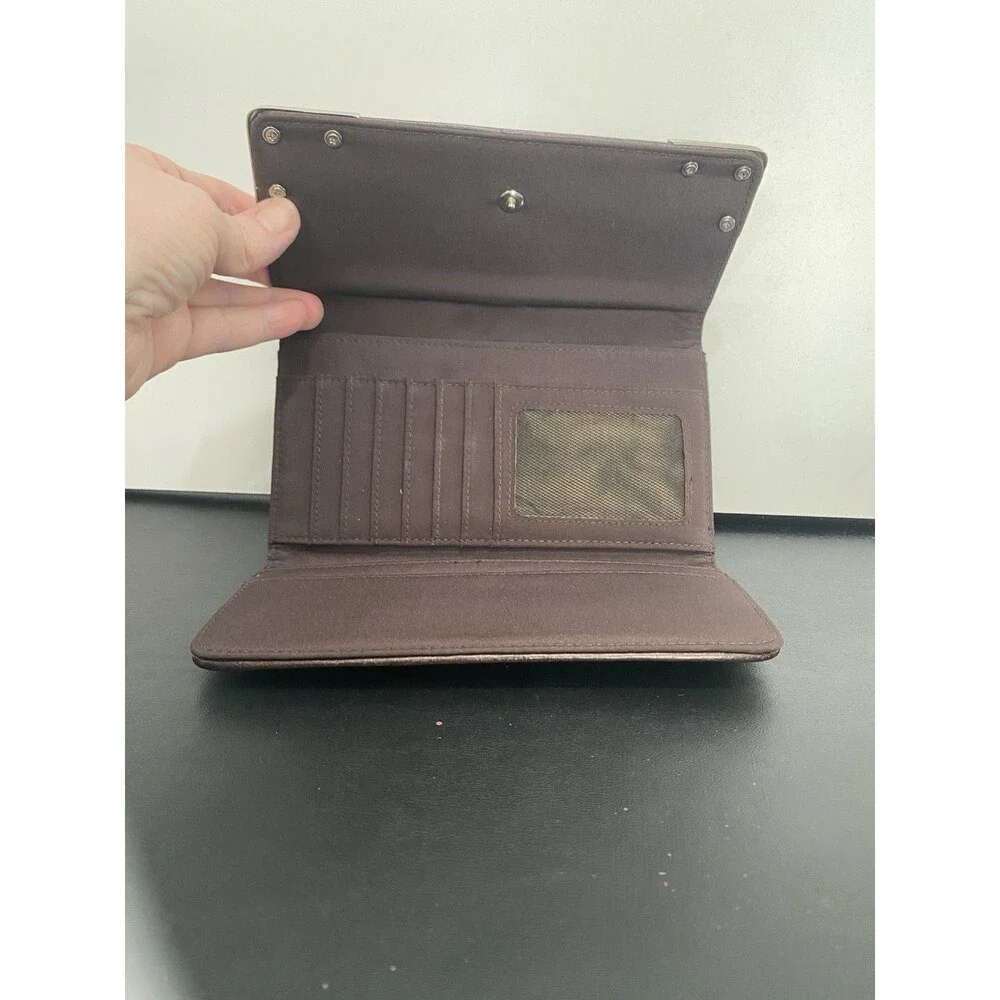 Weaved Leather Trifold Silver tone Hardware Wallet Unbranded - Picture 3 of 6